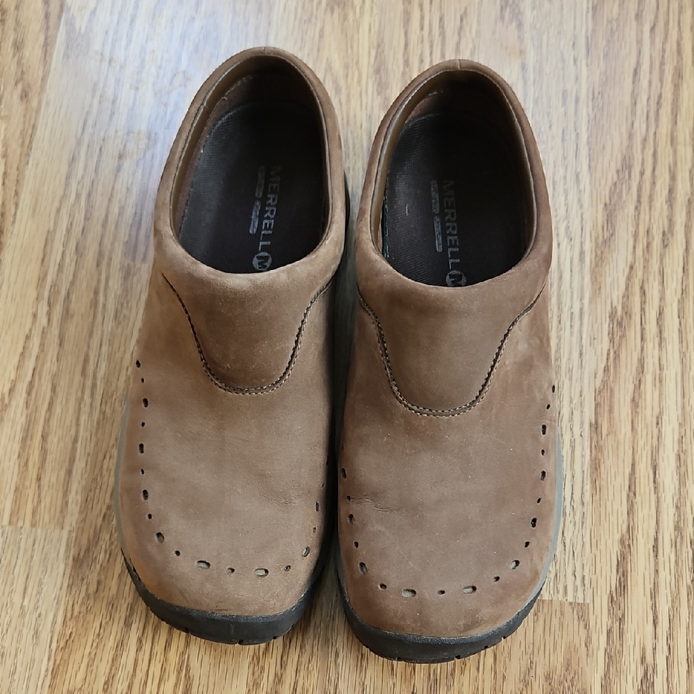 Merrell Tan Leather Slip-On Loafers